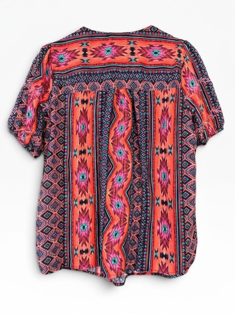 Savanna Jane Boho Chic Embroidered Puff Sleeve V-Neck Top Size Large - Picture 3 of 10